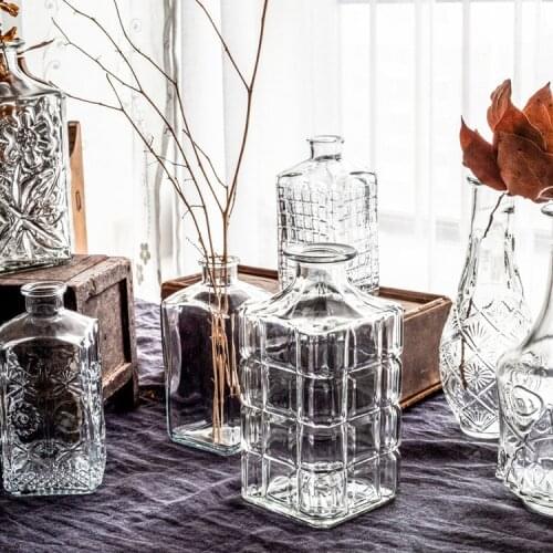 Nordic Ins Madrid Clear Glass Vase Vintage Hydroponic Flower vase home deco European Living Room Decoration