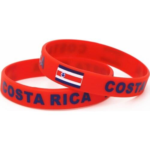 1PC Costa Rica Flag Silicone Wristband Red Football Sports Souvenir Silicone Rubber Bracelets&Bangles Gifts SH242