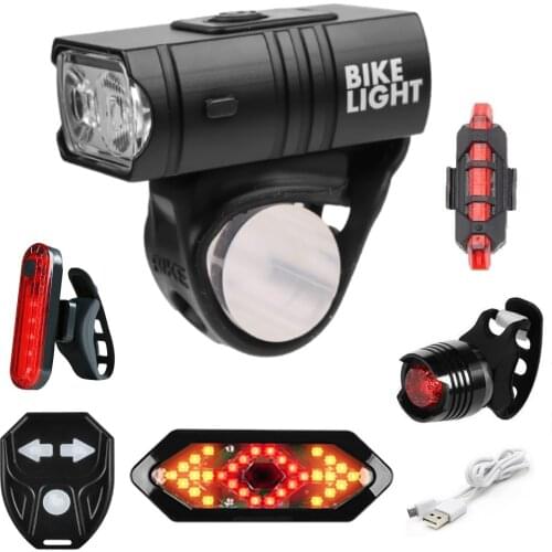 2pcs USB Rechargeable Waterproof T6 LED 800LM MTB Mountain Bike Front Headlight Rear Taillight Bicycle Flashlight Warning Lights