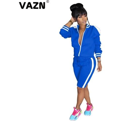VAZN 2020 Women Long Sleeve Top Slim Outfit Tracksuit Two Pieces Set High elastic Skinny Leggings Female Sportwear