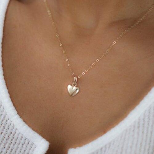 Tenande New Arrived Small Love Hearts Necklaces & Pendants for Women Gold Color Clavicle Charm Chain Jewelry Party Birthday Gift