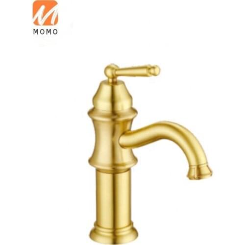 Single Handle Hot and Cold Water Gold Wash Basin Sink Faucet Vintage Health Bronze Bathroom Faucet Basin Mixer Tap Single Hole