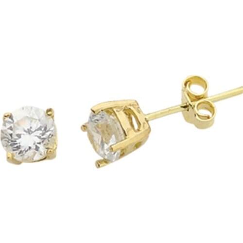 Gold Solitaire Earrings EDT037-Certified 14K Gold-A perfect gift for your Loved Ones-Ephesus Gold & Diamond
