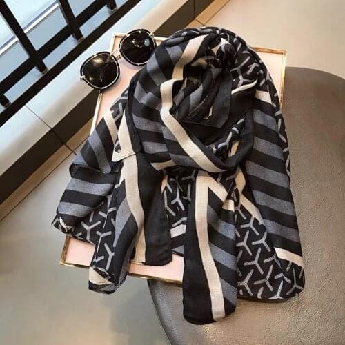 2019 New Fashion Cotton Geometry Print Scarves Shawls Trendy Long Geometric Scarf Wrap Hijab Muffler Free Shipping