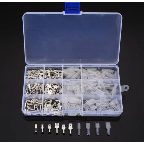270pcs 2.8mm 4.8mm 6.3mm Crimp Spade Terminals Connector With Transparent Insulating Sleeves Electrical Wire Connectors Kit