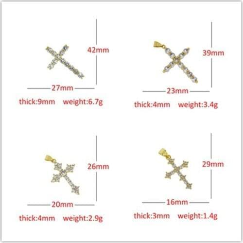 3pcs Pave White Crystal Cubic Zircon Cz Religious Cross Jewelry Findings Gold Charm Pendant For Diy Making Necklace Wholesale