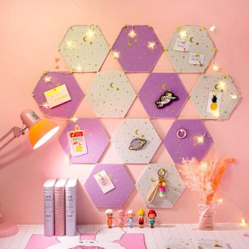 7Pcs Felt Hexagon 3D Wall Stickers Moon Star Letter Message Board Photo Display DIY Art Wall Decor Home Decoration 19x22cm
