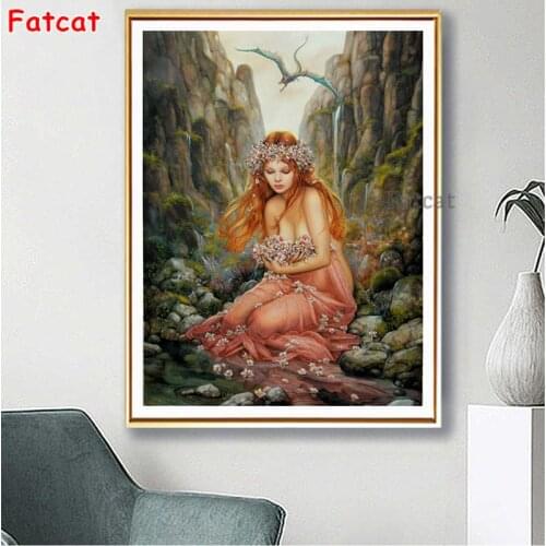 5D Diy Diamond Painting Mountain Flower Fairy Girl Full Square/Round Rhinestone 3D Embroidery Cross Stitch Handmade Gift PP2222