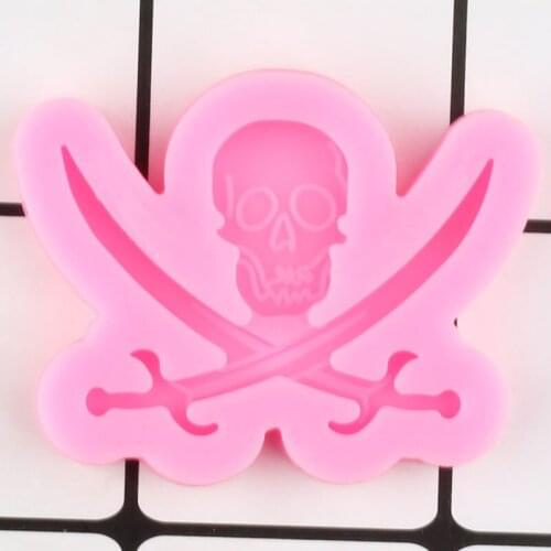Shiny Skull Silicone Mold Sword Epoxy Resin Jewelry Making Keychain Molds Pirate Polymer Clay Pendant DIY Handmade Charms Mould