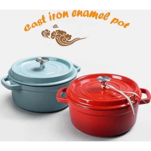 Cast Iron Saucepan Uncoated Nonstick Pan 20CM Caliber Enamel Pot Thickened Soup Pot Kitchenware Cooking Utensils For Home