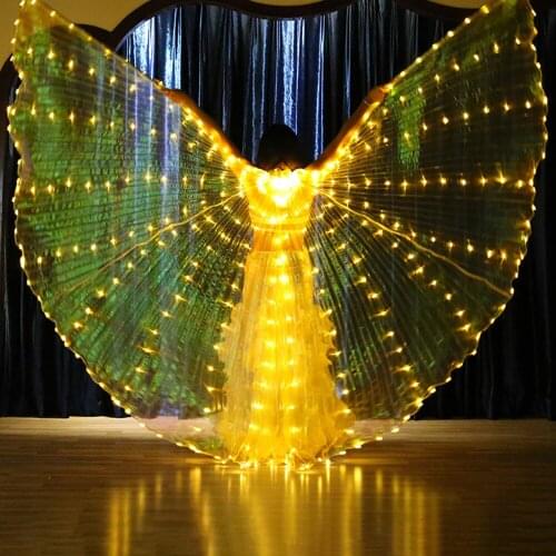Color LED Luminous Wings Dance Wings 360 Degree Big Wings Dance Luminous Dance Props Luminous Golden Wings