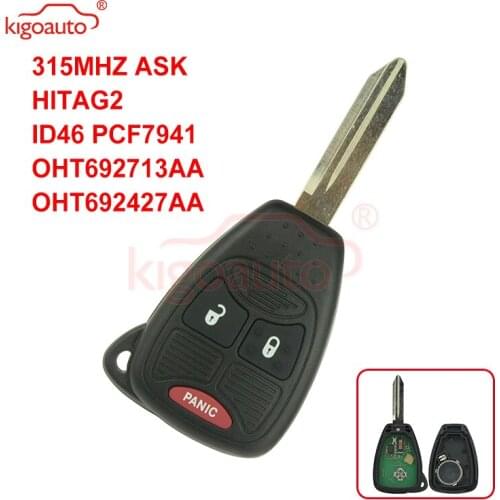 Kigoauto Remote key 3 button 315Mhz OHT692427AA for Chrysler Aspen 2007 2008 2009 Caliber Charger Compass Commander