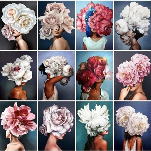 Evershine 5D DIY Diamond Painting Woman Cross Stitch Diamond Embroidery Flower Mosaic Portrait Rhinestones Pictures Home Decor