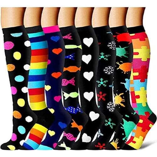 Compression Socks Unisex 15-30 MmHg Fit For Nurses, Pregnancy, Diabetes, Varicose Veins, Running Antifatigue Compression Socks