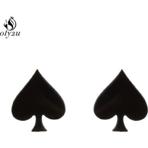 Creative Poker Ace Stud Earrings Stainless Steel Hearts Spades Cards Black Earring Gifts for Women Girls Jewelry Unique Design