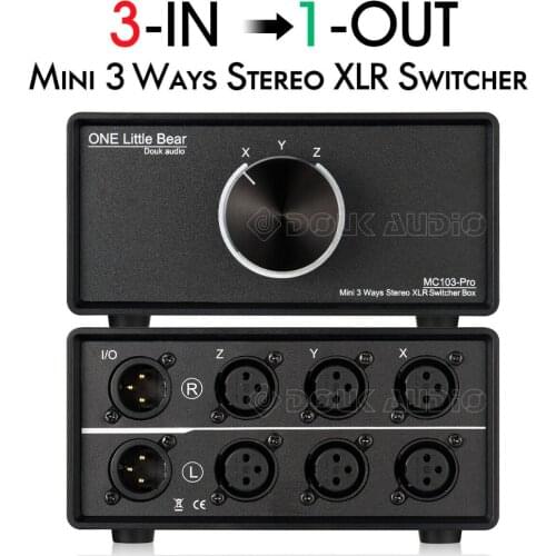 MC103-3F Little Bear 3-IN-1-OUT 3 ways XLR Balanced Audio Converter Stereo Passive Selector Switcher