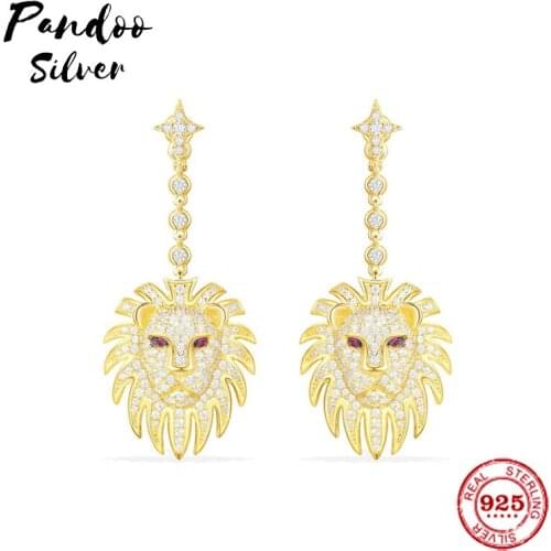 Fashion Charm Original 1:1 Copy,Lion Statement Earrings With Synthetic Red StoneLuxury Jewelry Gift For Female
