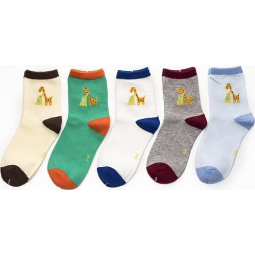 10pieces=5 pairs / lot 2016 Summer autumn new giraffes and elephants patterned socks baby boys and girls socks