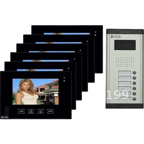 New Arrival 7"color video door phone/doorphone /intercom system HD IR camera with 6 buttons for 6-apartments 1 to 6