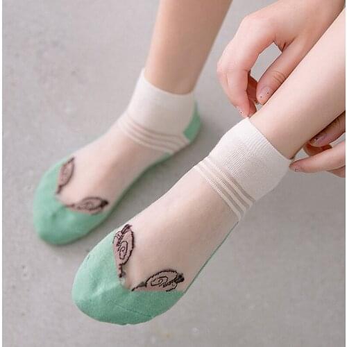 New Arrived Summer Jacquard Silk Cotton Patchwork Fairy Cool Breathable Street Fashion Daliy Match Woman Ankle Low Tube Socks