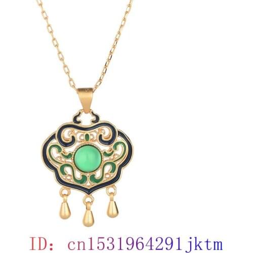 Green Jade Ruyi Pendant Amulet Crystal Jewelry Gemstone Natural Necklace Gifts Chinese Fashion Zircon 925 Silver Chalcedony