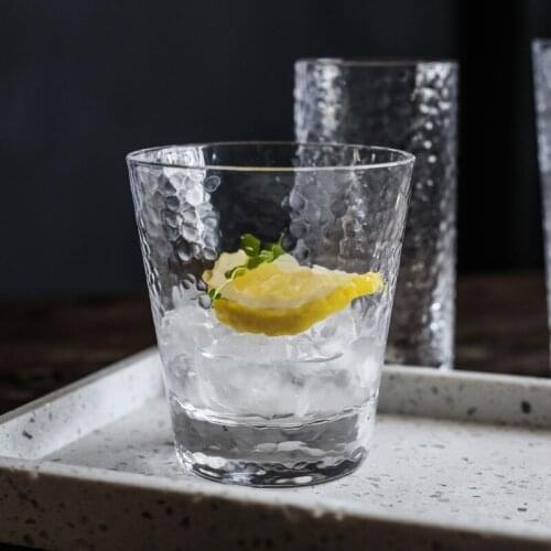 Japanese Style Hammered Transparent Glass Creative Household Cup Juice Milk Cup Wine Glass