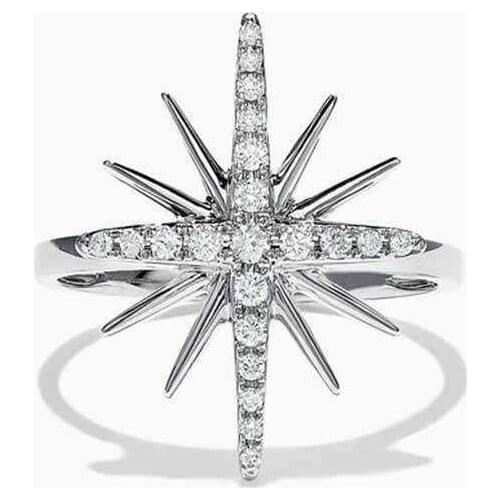 Size Ring White Rings Fashion Moon Shaped size 6-10 Wedding Star