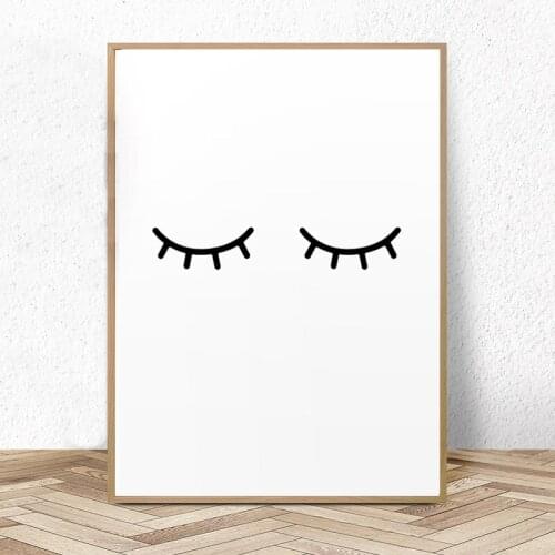 Eyelash Nursery Wall Art Girls Room Decor Black and White Canvas Painting Minimalist Posters and Prints Kids Bedroom Picture
