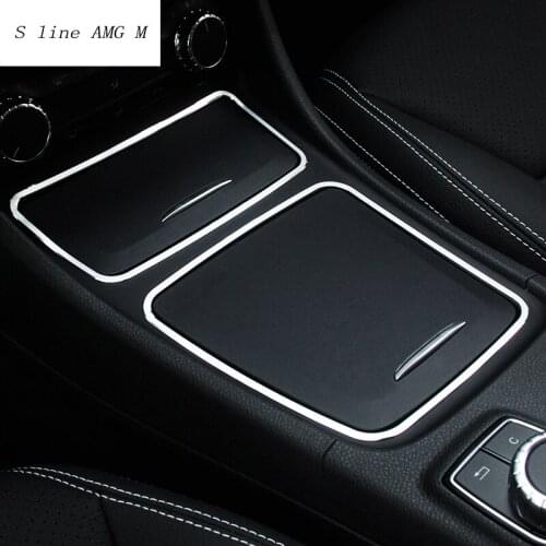 Car styling stainless steel Stickers Cover Gear Panel control Decorative Frame Trim For Mercedes-Benz GLA /CLA X156 C117 A Class