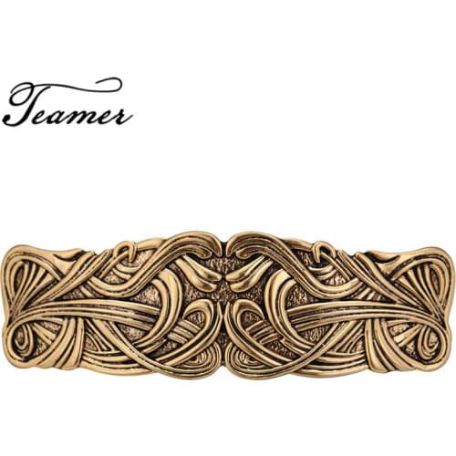 Teamer Antique Sliver Color Barrettes for Women Vintage Hairpins Bohemian Retro Pattern Hairwear Metal Hair Clip HCLIP10029