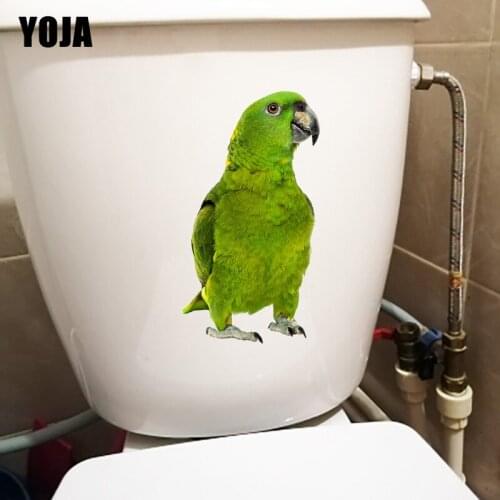 YOJA 13.8×23CM Green Parrot Funny Animal Toilet Stickers Creative Home Room Wall Decoration Decals T1-3248