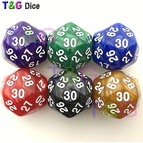 Funny D30 Marbled Colors Gaming Dice Thirty Sided Die RPG For Birthday Parties Polyhedral 6pc/lot