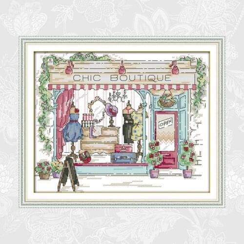 Ladies fashion Store Paintings Handwork Beginner Embroidery Sets Aida Canvas Cross-stitch 11CT 14CT Wholesale Needlework