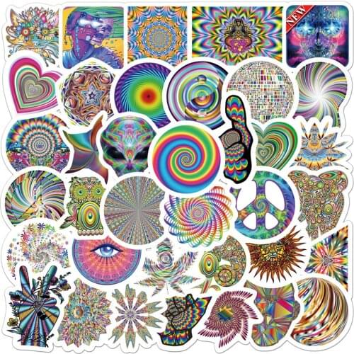 10/50pcs Colorful Psychedelic Cool Stickers Aesthetics Laptop Guitar Luggage Car Phone Helmet Cartoon Graffiti Sticker Toys