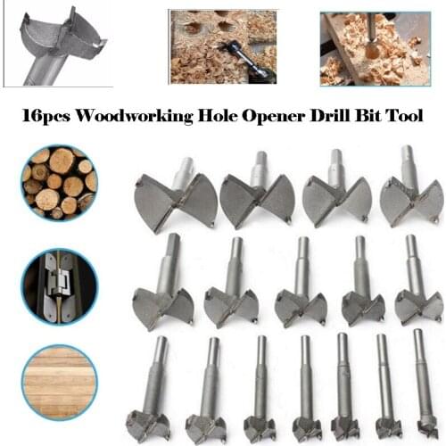16-piece 15-35mm Woodworking Hole Opener Forstner Drill Bit Woodworking Boring Saw Blade Carbide Woodworking Drill Bit Tool