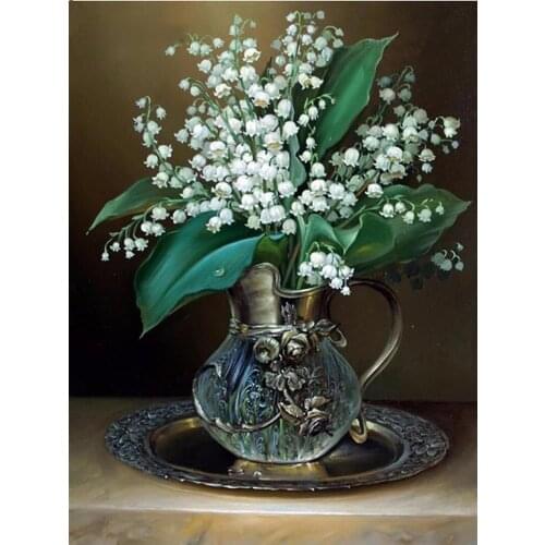 5D Diamond Painting Flowers Vase Diamond Embroidery Floral Cross Stitch Kit Diamond Mosaic Full Drill Rhinestones Decor Gift