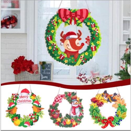5D Diamond Painting Wreath Ornaments Kit Diamond Mosaic Cross Stitch Door Home Wall Decor Special Shaped Drill Christmas Gift