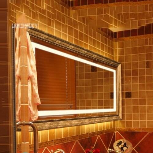 70*90 cm Bathroom Led Mirror Bath Led Wall Mirror Washroom Led Smart Mirror Toilet Anti-Fog Touch Screen Mirror 110V/220V