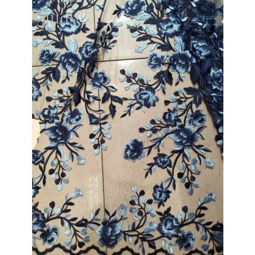 African fabric XDJY08#Dark blue mixed flowers African cloth French cloth for wedding dinner dresses