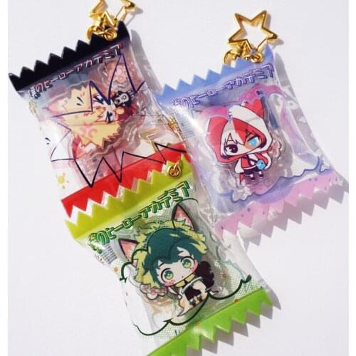 Anime My Boku no Hero Academia Izuku Bakugou Shoto Cosplay Acrylic Pendant Sweet Keychain Charms Key Rings Prop