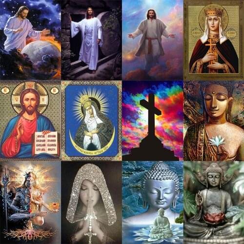 Baddha Jesus Portrait Painting Diamond Art Jewel Cross Stitch Paint Diy Embroidery Full Diamond Mosaic Adults Crafts Wall Decor