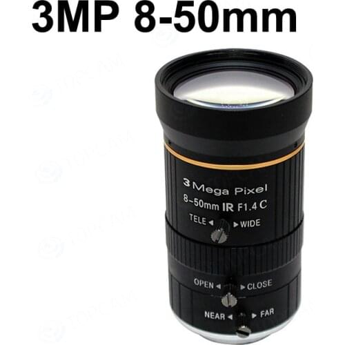 Free Shipping 3.0 Megapixel 8-50mm Lens C Mount F1.4 Manual IRIS zoom Focus lens for cctv camera lndustrial Microscope Camera