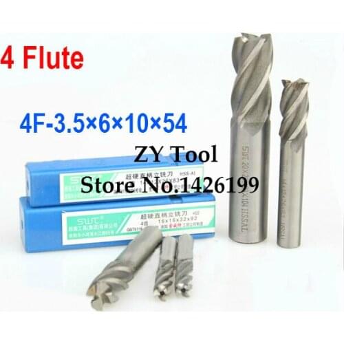 Free shipping 5pcs 3.5mm 4 Flute HSS & Extended Aluminium End Mill Cutter CNC Bit Milling Machinery tools Cutting tools