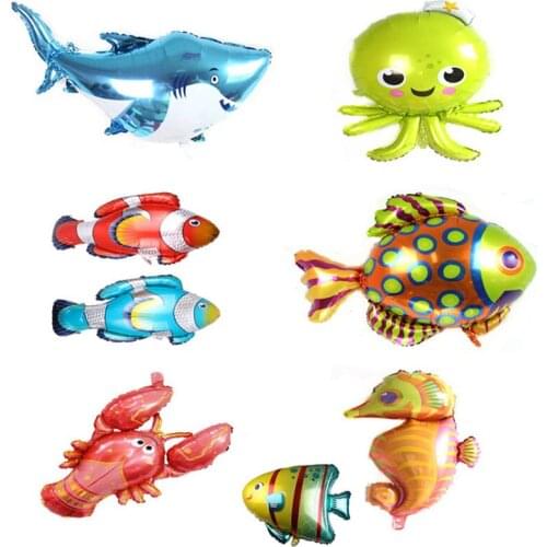 Large marine animal foil balloon octopus seahorse childrens toy great white shark marine party kids birthday decoration balloon
