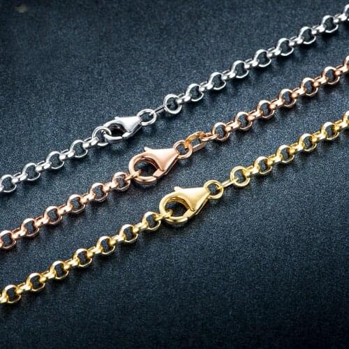 Solid AU750 Gold Necklace Chain Women Cable Link Necklace
