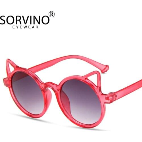 SORVINO Cat Ears Childrens Sunglasses Girls Boys Fashion Outdoor Goggles 2021 New Kids Sun Glasses Cute Baby Glasses