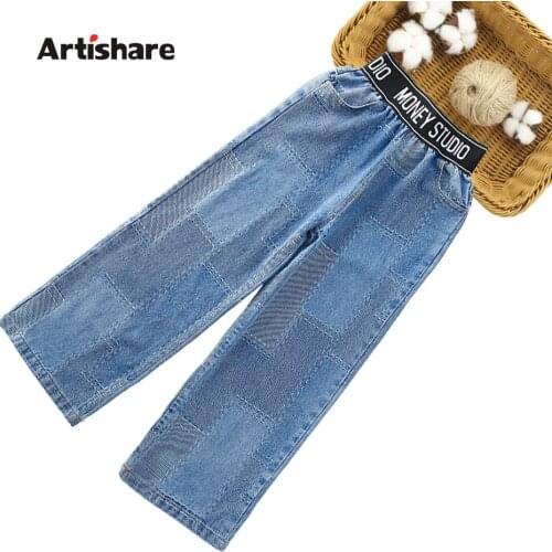 Jeans Girl Patchwork Girl Jeans Spring Autumn Kids Jeans Casual Style Childrens Clothing 6 8 10 12 14