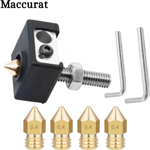 MK7/MK8 Extruder Hotend Kit 3D Printer Aluminium Heated Block+silicone socks+ Throat+1.75mm/0.4mm Nozzle*5+Wrench*2