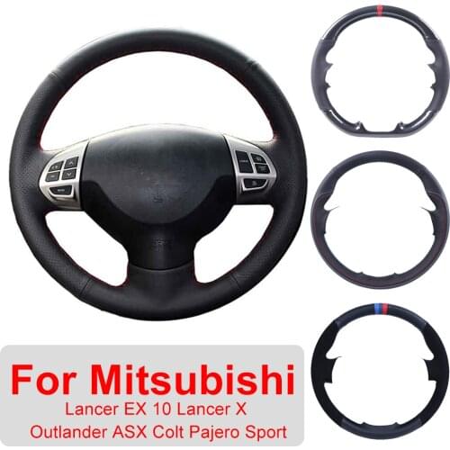 Customized Car Steering Wheel Cover For Mitsubishi Lancer EX 10 Lancer X Outlander ASX Colt Pajero Sport Leather Protective Wrap