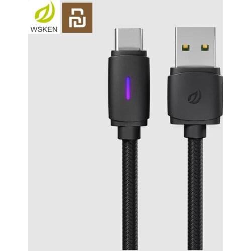 Youpin WSKEN USB Type-C Braided Data Cable 5A LED Indicator Fast Charging Huawei P30 P40 Pro MI10 Note 9S Oneplus 8Pro - 1.2m